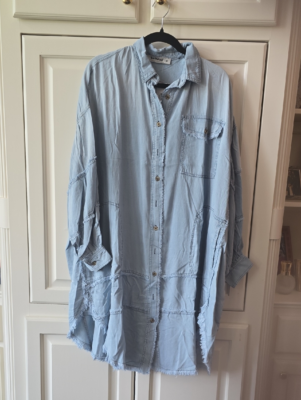 Three Bird Nest Light Blue Denim Button-Up Tunic